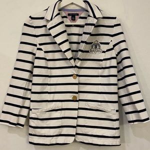 Tommy Hilfiger Navy and White Nautical Preppy Blazer Sweater Medium